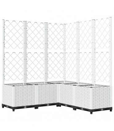 vidaXL Garden Planter with Trellis White 120x120x136 cm PP