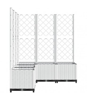 vidaXL Garden Planter with Trellis White 120x120x136 cm PP