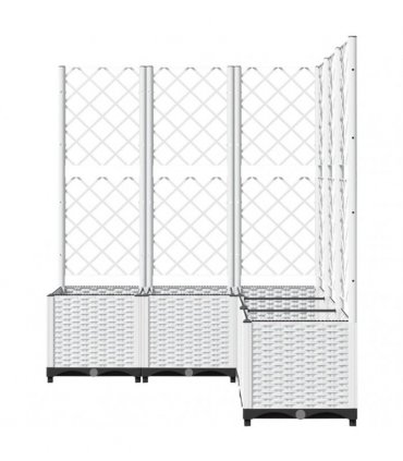 vidaXL Garden Planter with Trellis White 120x120x136 cm PP