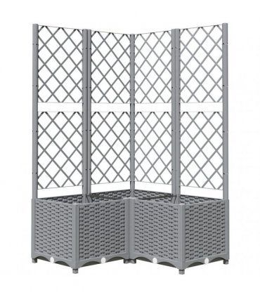 vidaXL Garden Planter with Trellis Light Grey 80x80x136 cm PP