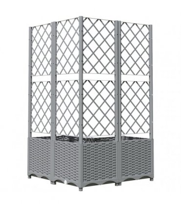 vidaXL Garden Planter with Trellis Light Grey 80x80x136 cm PP