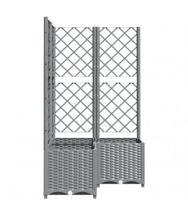 vidaXL Garden Planter with Trellis Light Grey 80x80x136 cm PP
