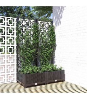vidaXL Garden Planter with Trellis Black 80x40x121.5 cm PP