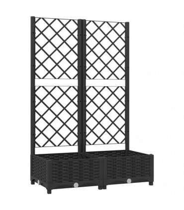 vidaXL Garden Planter with Trellis Black 80x40x121.5 cm PP