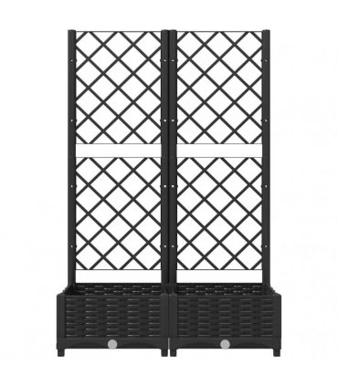 vidaXL Garden Planter with Trellis Black 80x40x121.5 cm PP