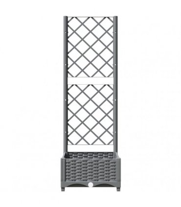 vidaXL Garden Planter with Trellis Light Grey 40x40x121.5 cm PP