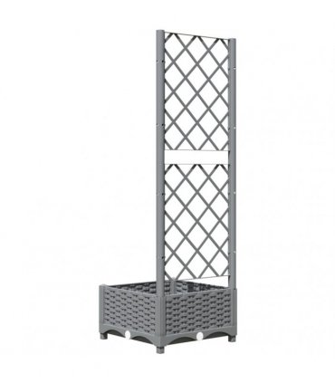 vidaXL Garden Planter with Trellis Light Grey 40x40x121.5 cm PP