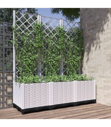 vidaXL Garden Planter | White | Polypropylene | 120 x 40 x 136 cm | Planters