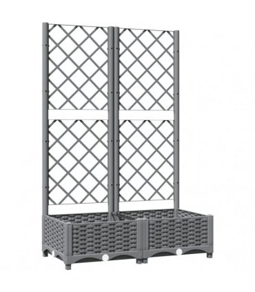 vidaXL Garden Planter with Trellis Light Grey 80x40x121.5 cm PP