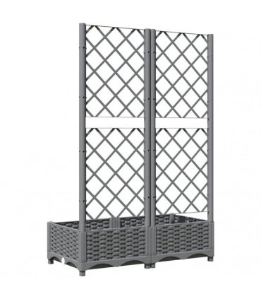 vidaXL Garden Planter with Trellis Light Grey 80x40x121.5 cm PP