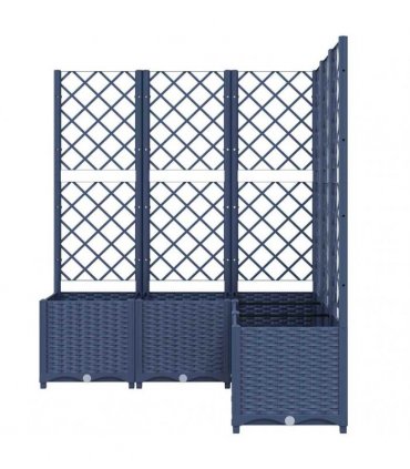 vidaXL Garden Planter with Trellis Blue Grey 120x120x136 cm PP