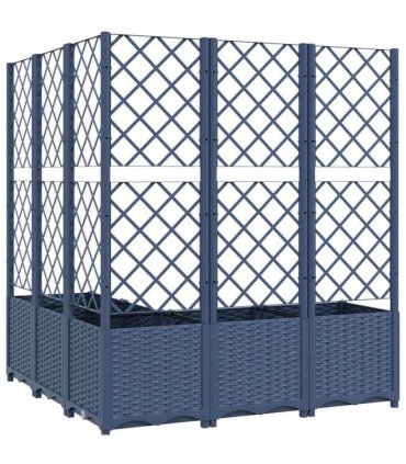 vidaXL Garden Planter with Trellis Blue Grey 120x120x136 cm PP