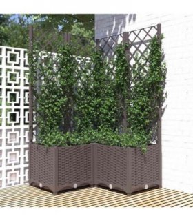 vidaXL Garden Planter with Trellis Brown 80x80x136 cm PP