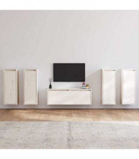 vidaXL TV Cabinets 5 pcs White Solid Wood Pine — V0671951397