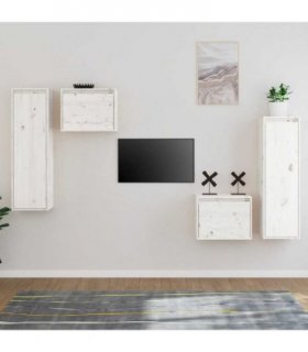 vidaXL TV Cabinets 4 pcs White Solid Wood Pine — V0671951413