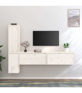 vidaXL TV Cabinets 4 pcs White Solid Wood Pine — V0671951430