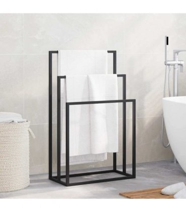vidaXL Freestanding Towel Rack Black 48x24x79 cm Iron — Size: 48 x 24 x 79 cm