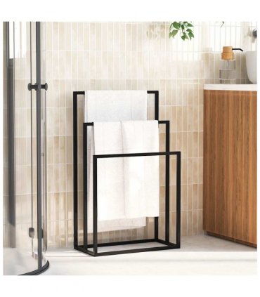 vidaXL Freestanding Towel Rack Black 48x24x79 cm Iron — Size: 48 x 24 x 79 cm