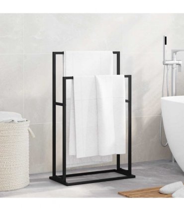 vidaXL Freestanding Towel Rack Black 48x24x78.5 cm Iron — Size: 48 x 24 x 78.5 cm