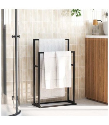 vidaXL Freestanding Towel Rack Black 48x24x78.5 cm Iron — Size: 48 x 24 x 78.5 cm
