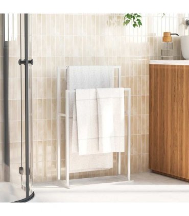 vidaXL Freestanding Towel Rack White 48x24x78.5 cm Iron — Size: 48 x 24 x 78.5 cm