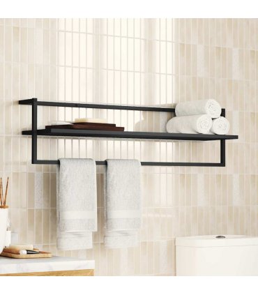 vidaXL Towel Rack Black 95x25x22 cm Iron