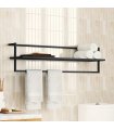 vidaXL Towel Rack Black 95x25x22 cm Iron