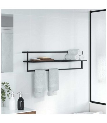 vidaXL Towel Rack Black 95x25x22 cm Iron