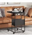 vidaXL Side Table with Wheels Black 55x36x63.5 cm Engineered Wood