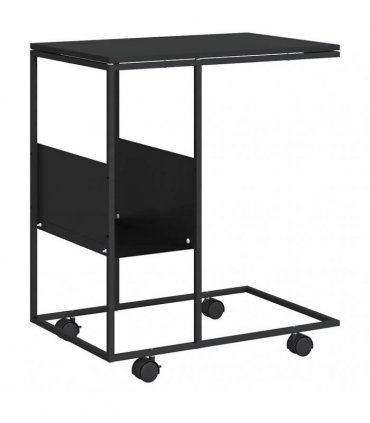 vidaXL Side Table with Wheels Black 55x36x63.5 cm Engineered Wood