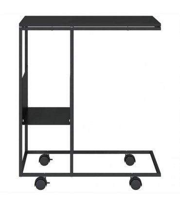 vidaXL Side Table with Wheels Black 55x36x63.5 cm Engineered Wood