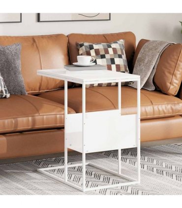 vidaXL Side Table White 55x36x59.5 cm Engineered Wood — Model: without wheels