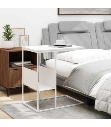 vidaXL Side Table White 55x36x59.5 cm Engineered Wood — Model: without wheels