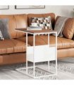 vidaXL Side Table white 55x36x59.5 cm Engineered Wood — Colour: white and brown, Model: without wheels