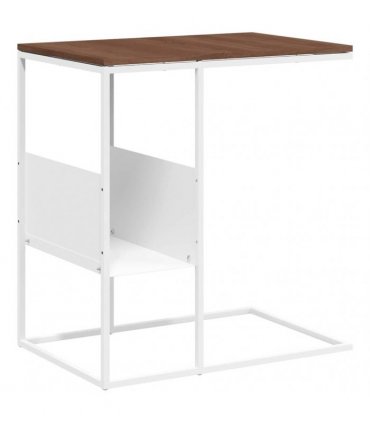 vidaXL Side Table white 55x36x59.5 cm Engineered Wood — Colour: white and brown, Model: without wheels