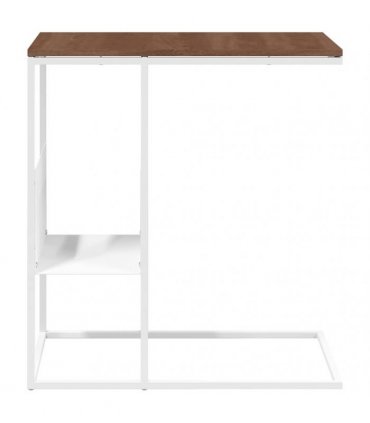 vidaXL Side Table white 55x36x59.5 cm Engineered Wood — Colour: white and brown, Model: without wheels