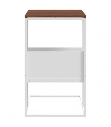 vidaXL Side Table white 55x36x59.5 cm Engineered Wood — Colour: white and brown, Model: without wheels