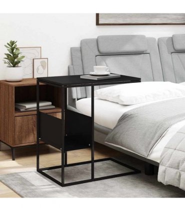 vidaXL Side Table | Black | Engineered wood, iron | Medium | Side Table — Model: without wheels