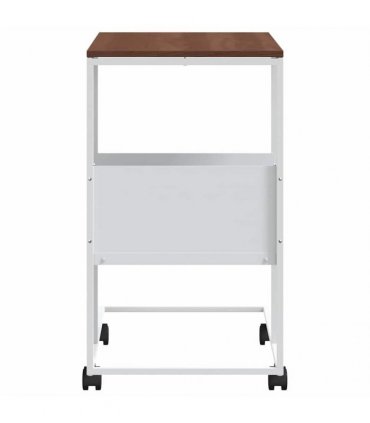vidaXL Side Table with Wheels White 55x36x63.5 cm Engineered Wood — Colour: white and brown