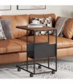 vidaXL Side Table with Wheels Black 55x36x63.5 cm Engineered Wood — Colour: black and brown