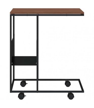 vidaXL Side Table with Wheels Black 55x36x63.5 cm Engineered Wood — Colour: black and brown