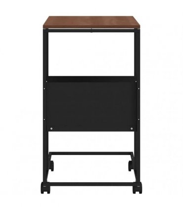 vidaXL Side Table with Wheels Black 55x36x63.5 cm Engineered Wood — Colour: black and brown