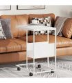 vidaXL Side Table with Wheels White 55x36x63.5 cm Engineered Wood