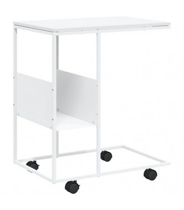 vidaXL Side Table with Wheels White 55x36x63.5 cm Engineered Wood