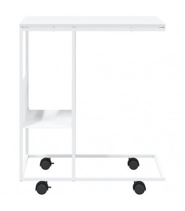 vidaXL Side Table with Wheels White 55x36x63.5 cm Engineered Wood