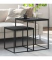 vidaXL Coffee Table Set 2 pcs Engineered Wood and Metal — Colour: black
