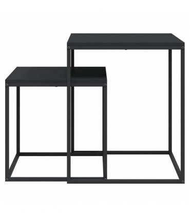 vidaXL Coffee Table Set 2 pcs Engineered Wood and Metal — Colour: black