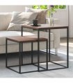 vidaXL Coffee Table Set 2 pcs Engineered Wood and Metal — Colour: black and brown