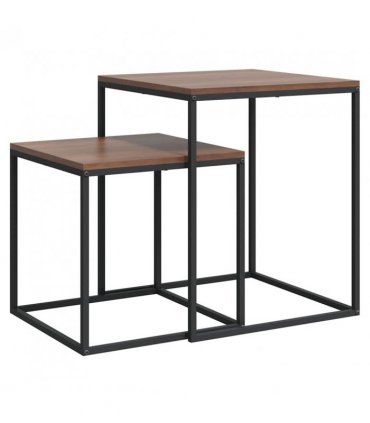 vidaXL Coffee Table Set 2 pcs Engineered Wood and Metal — Colour: black and brown