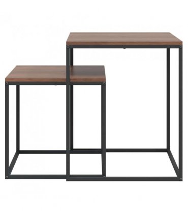 vidaXL Coffee Table Set 2 pcs Engineered Wood and Metal — Colour: black and brown